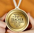 Worlds Best Teacher Round Wooden Medal Hot on Sale