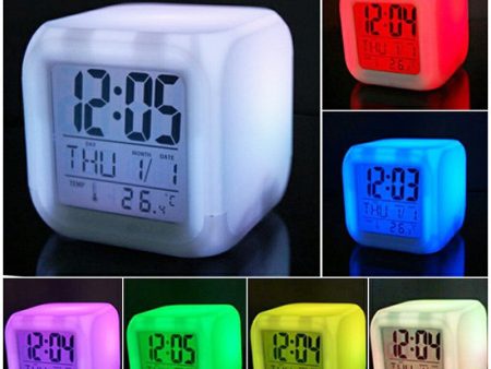 7 Colors Glowing LED Digital Silent Alarm Clock Hot on Sale