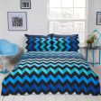 3D Chevron Stripes Reversible Blue Duvet Cover Set Sale