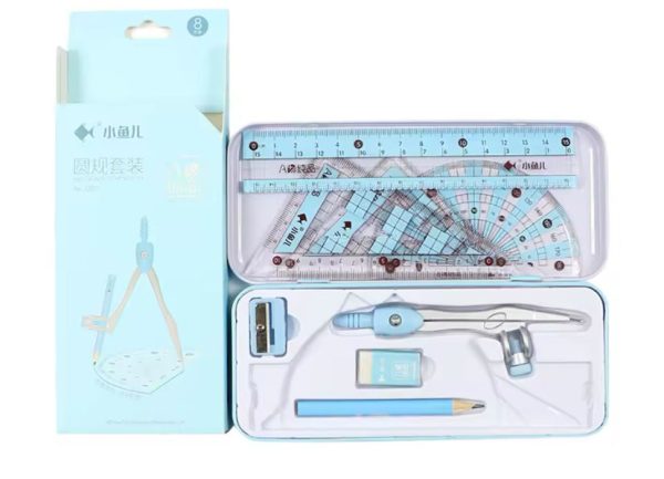 8Pcs Set Ruler Compass Pencil Set Fashion