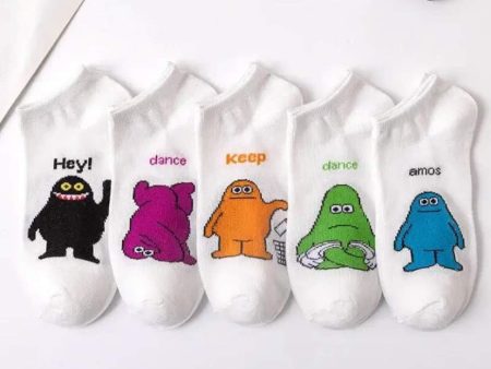 5 Pairs Cartoon Pattern Socks Hot on Sale