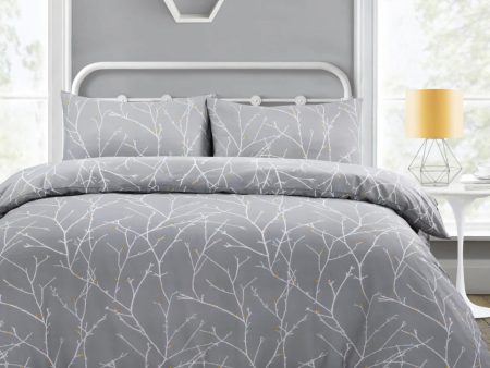 Velosso Autumn Branches Grey Duvet Cover & Pillowcase Set on Sale