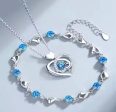 925 Sterling Silver Heart Shaped Necklace Bracelet Set Fashion