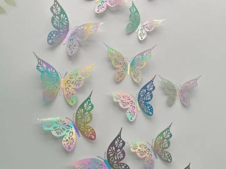 12 Pieces 3D Hollow Butterfly Wall Sticker Discount