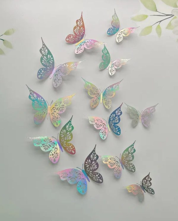 12 Pieces 3D Hollow Butterfly Wall Sticker Discount