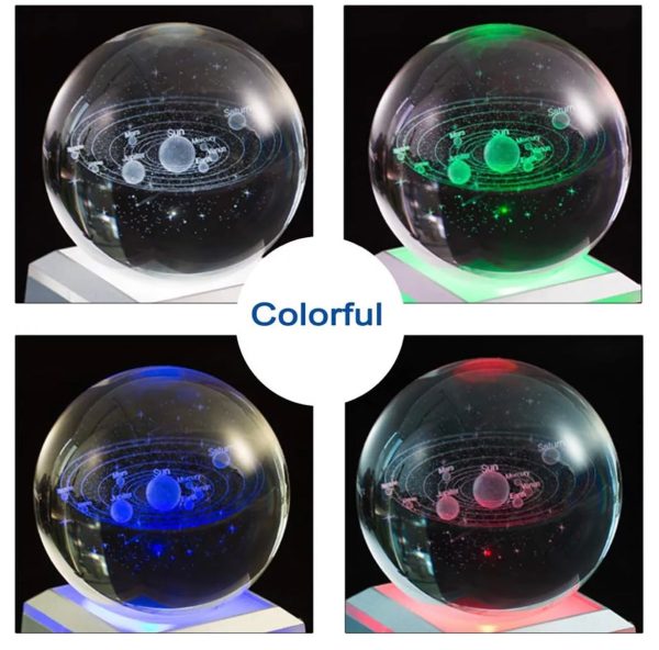 3D Colorful Planet Globe Galaxy Night Light LED Crystal Bedside Table Lamp USB Online now