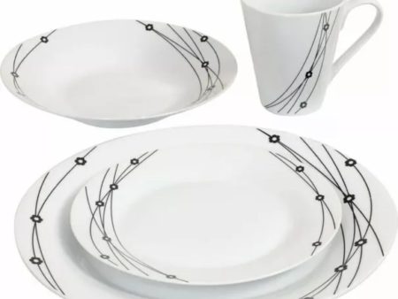 16 Piece Dinner Set Soup Side Dining Plates Mugs Kitchen Porcelain Crockery Set For Sale