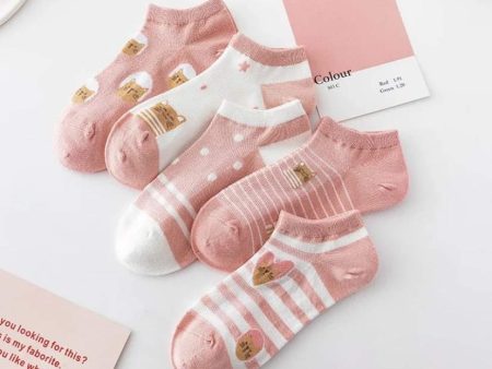 5pairs Women s Kitty Crew Socks Supply