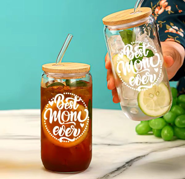 16oz Glass Jar & Straw Online Sale