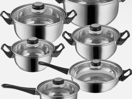 12 Piece Stainless Steel Cookware Saucepan Set on Sale