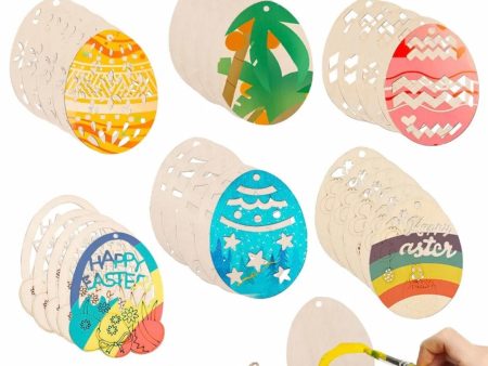 30pcs Creative Easter Egg Shape Wooden Slices For Sale