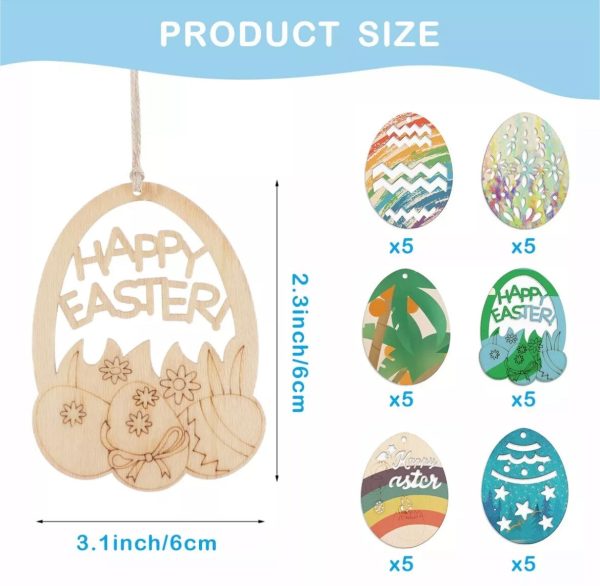 30pcs Creative Easter Egg Shape Wooden Slices For Sale