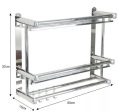 2 Tier Wall Mounted Bathroom Stainless Towel Rail Holder Storage Rack Shelf Bar Cheap