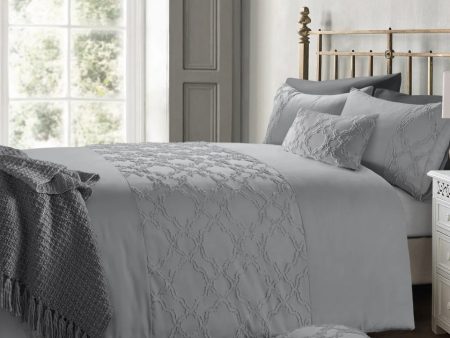 Tufted Grey Duvet Cover & Pillowcase Set Online Hot Sale