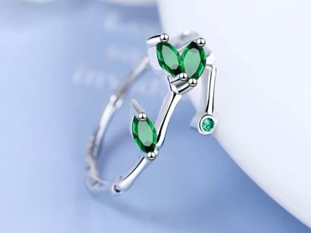 925 Sterling Silver Twig Green Leaf Sale