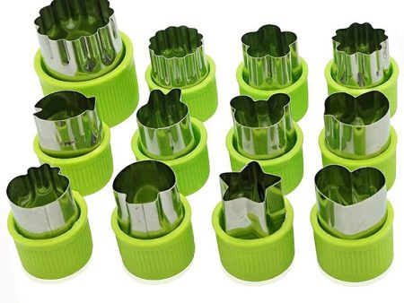 12 pcs Fruit Vegetable Cutter Cookie Stamps Mold Sets Online now