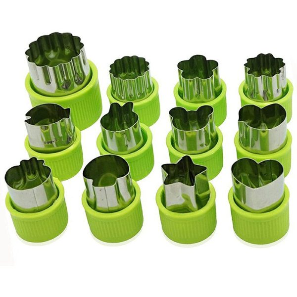 12 pcs Fruit Vegetable Cutter Cookie Stamps Mold Sets Online now