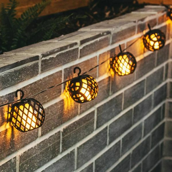 Solar LED Rattan Ball Flame Effect String Light Sale