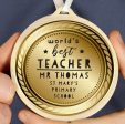 Worlds Best Teacher Round Wooden Medal Hot on Sale