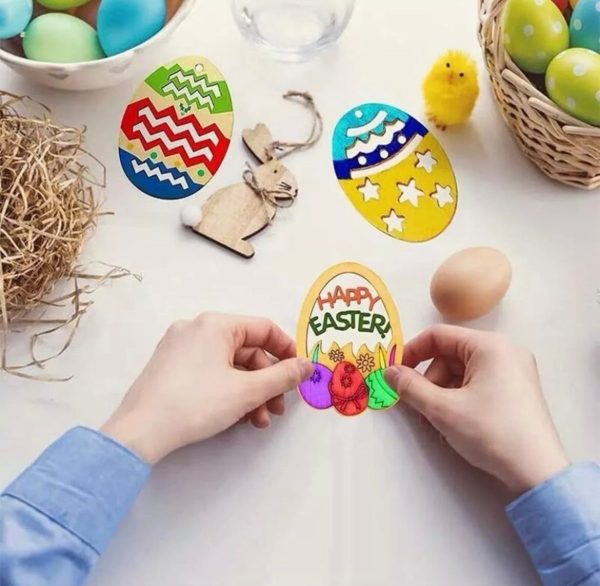 40 Pcs Easter Wooden Ornaments DIY Crafts Decor Online Sale