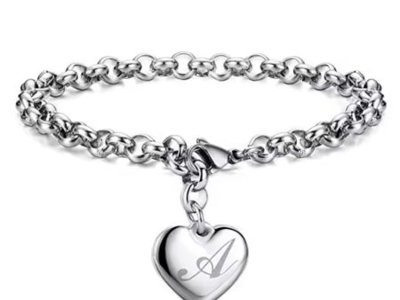 925 Sterling silver Letter heart bracelet Hot on Sale