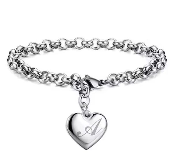 925 Sterling silver Letter heart bracelet Hot on Sale