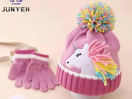 Unicorn Kids Hat Set Hot on Sale