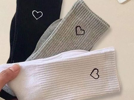 3 Pairs Heart Print Socks Supply