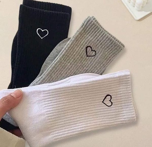 3 Pairs Heart Print Socks Supply