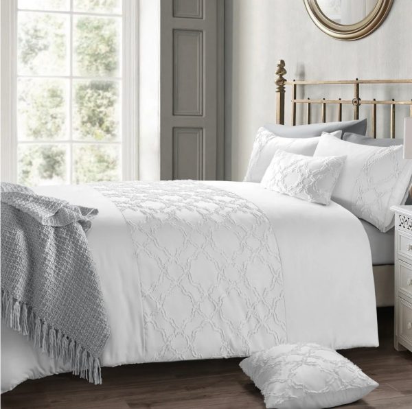 Tufted Grey Duvet Cover & Pillowcase Set Online Hot Sale