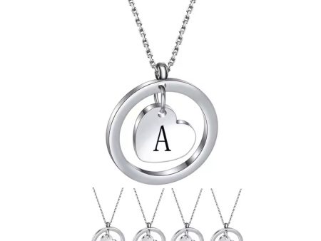 Stainless Steel Heart Initial Necklace 45cm Supply