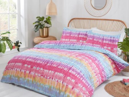 Tie Dye Stripe Print Multicolour Duvet Cover Set For Sale