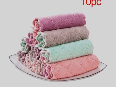 10PC Kitchen Accessories Super Absorbent Microfiber Dish Cloth Online Sale