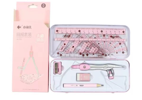 8Pcs Set Ruler Compass Pencil Set Fashion