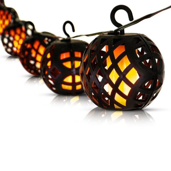 Solar LED Rattan Ball Flame Effect String Light Sale