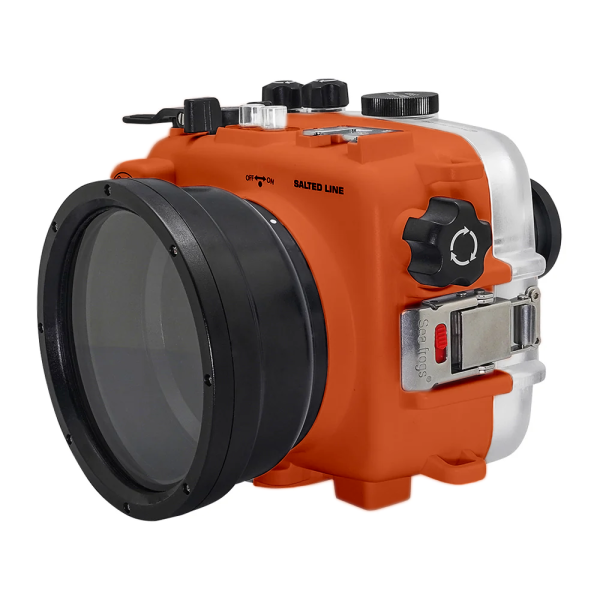 SeaFrogs UW housing for Sony A6xxx series Salted Line with pistol grip & 6  Dry dome port (Orange)   GEN 3 Online now