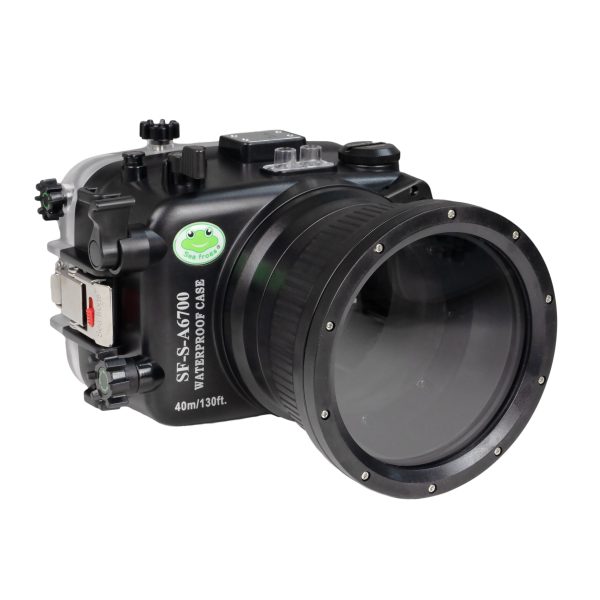 Sea Frogs Sony A6700 40M 130FT Waterproof camera housing with 4  Glass flat port for Sigma 18-50mm F2.8 DC DN (zoom gear included) Fashion