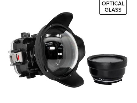 60M 195FT Waterproof housing for Sony RX1xx series Salted Line with 6  Optical Glass Dry Dome Port (Black) For Sale