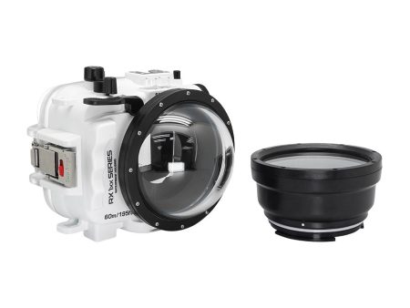 60M 195FT Waterproof housing for Sony RX1xx series Salted Line with 4  Dry Dome Port (White) For Sale