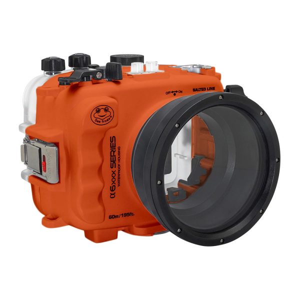 SeaFrogs 60M 195FT Waterproof housing for Sony A6xxx series Salted Line (Orange)   GEN 3 Online